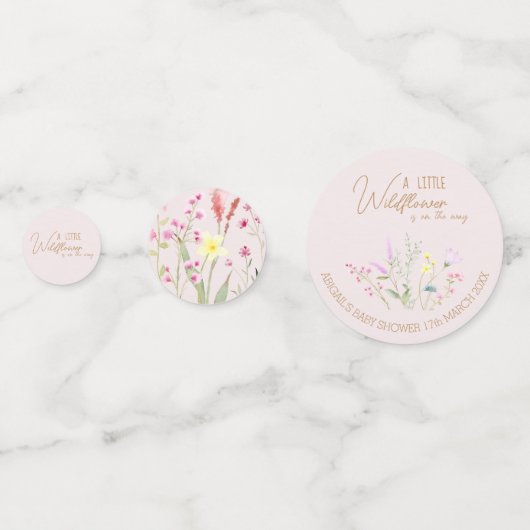 フローラワイルドフラワーガールベビーシャワー招待状 コンフェッティ (正面)