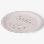 フローラワイルドフラワーガールベビーシャワー招待状 ペーパープレート (アングル)