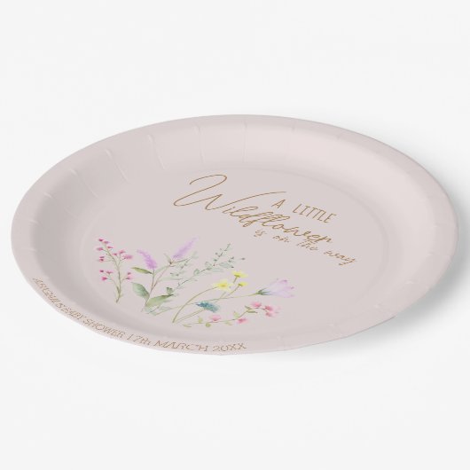 フローラワイルドフラワーガールベビーシャワー招待状 ペーパープレート (アングル)