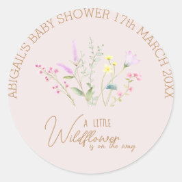 フローラワイルドフラワーガールベビーシャワー招待状 ラウンドシール