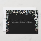 フローラワイルドフラワースクリプト白黒 サンキューカード (裏面)