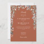 フローラワイルドフラワーテラコッタ結婚写真 招待状 (正面)