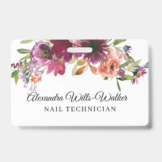 フローラワイルドフラワーネイリスト バッジ (正面)