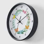 フローラワイルドフラワーバタフライビーリースガーランド 壁時計 (傾斜)