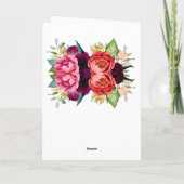 フローラワイルドフラワーピンク水彩誕生日 カード (裏面)