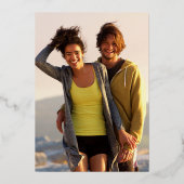 フローラワイルドフラワーフォト結婚ズシック金ゴールド 箔招待状 (裏面)