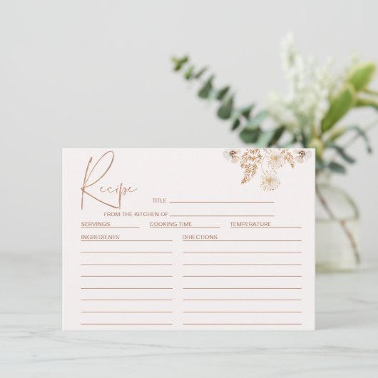 フローラワイルドフラワーブライダルシャワーレシピカード 招待状 (スタンド正面)