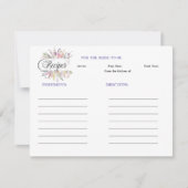 フローラワイルドフラワーブライダルシャワーレシピ ノートカード (正面)