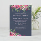 フローラワイルドフラワーブーケネイビーブルー招待状 招待状 (スタンド正面)