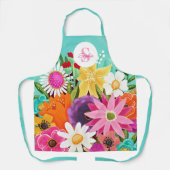 フローラワイルドフラワーブーケフラワーズモノグラムママ エプロン (正面)