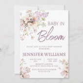 フローラワイルドフラワーベビーの開花女の子の赤ちゃんシャワー 招待状 (正面)