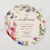 フローラワイルドフラワーベビー開花ベビーシャワー 招待状 (正面/裏面)