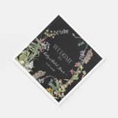 フローラワイルドフラワーボホブラックウェルカムブライダルシャワー スタンダードランチョンナプキン (角)