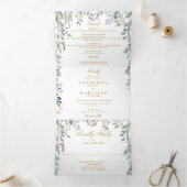 フローラワイルドフラワーモノグラム結婚フォト 三つ折り招待状 (内部)