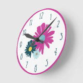 フローラワイルドフラワー抽象芸術イラストレーション壁 ラウンド壁時計 (傾斜)