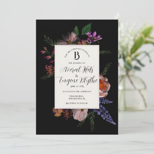 フローラワイルドフラワー水彩結婚式招待状 招待状 (スタンド正面)