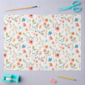 フローラワイルドフラワー秋リーフ緑の水色 薄葉紙 (クラフト)