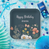 フローラワイルドフラワー誕生日 ペーパープレート (パーティー)