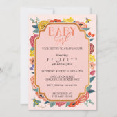 フローラワイルドフラワー&ハニービーベビーガールシャワー 招待状 (正面)