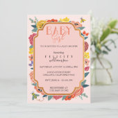 フローラワイルドフラワー&ハニービーベビーガールシャワー 招待状 (スタンド正面)