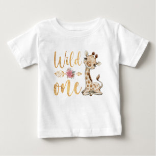 フローラワイルドワンサファリファースト誕生日 ベビーTシャツ