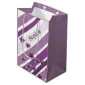 フローラワイルドヴィオレーツウォーターカラーアート ミディアムペーパーバッグ (正面アングル)