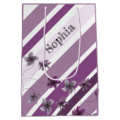 フローラワイルドヴィオレーツウォーターカラーアート ミディアムペーパーバッグ (裏面)