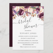 フローラワイルド開花パープルブライダルシャワー招待 招待状 (正面/裏面)