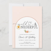 フローラワイルド&オネダーフル女の子1st誕生日 招待状 (正面)