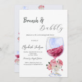 フローラワイングラスブランチ&バブリー 招待状 (正面/裏面)