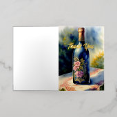 フローラワインボトルありがとう 箔グリーティングカード (外側レイダウン)