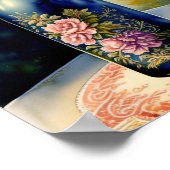 フローラワインボトルスチルライフデジタルアート ポスター (角)