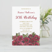 フローラワイン金ゴールド第50回誕生日招待状 招待状 (スタンド正面)