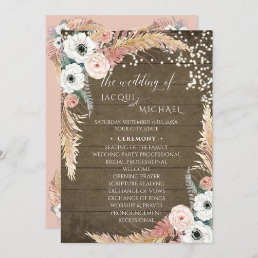 フローランホワイトパンパスグラストゥインクルライト 招待状 (正面/裏面)