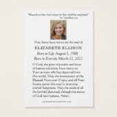 フローラヴァージンメアリーファティマ葬儀祈りの言葉カード (裏面)