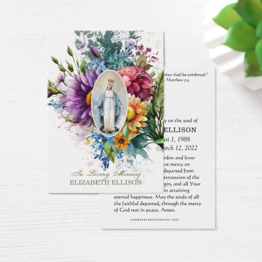 フローラヴァージンメアリーフローラ葬儀祈りの言葉カード (デスク)