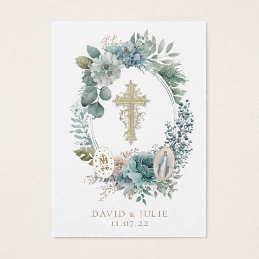 フローラヴァージンメアリ結婚ーカソリック祈りの言葉カード (正面)