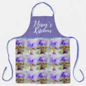 フローラヴィオラヴァイオラズウォーターカラーアートメンズキッチン エプロン (正面)