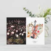 フローラヴィオリンズミュージッククリスマスフォトホリデーカード シーズンカード (スタンド正面)
