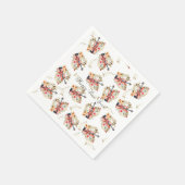 フローラヴィオリンズ金ゴールドミュージックノートクリスマスホリデー スタンダードカクテルナプキン (角)