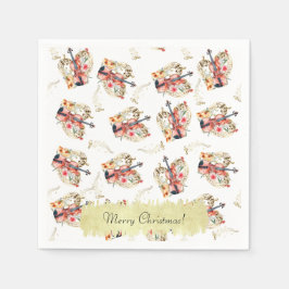 フローラヴィオリンズ金ゴールドミュージックノートクリスマスホリデー スタンダードカクテルナプキン