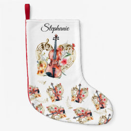 フローラヴィオリンズ金ゴールドミュージックノートクリスマスホリデー スモールクリスマスストッキング