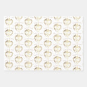 フローラヴィオリンズ金ゴールドミュージックノートクリスマスホリデー ラッピングペーパーシート (正面3)