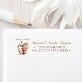 フローラヴィオリンズ金ゴールドミュージックノートクリスマスホリデー ラベル