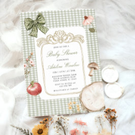 フローラヴィンテージお洒落セージ赤ちゃんシャワー 招待状