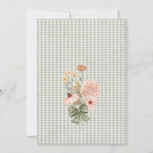 フローラヴィンテージお洒落セージ赤ちゃんシャワー 招待状 (裏面)