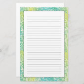 フローラヴィンテージの黄と青のグラデーション 便箋 (正面/裏面)