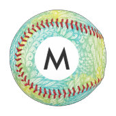 フローラヴィンテージの黄と青のグラデーション 野球ボール (正面左)