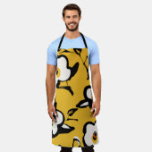 フローラヴィンテージの黄色いパターン（手のDrがスケッチ） エプロン (着用した状態)