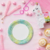 フローラヴィンテージの黄色と青のグラデーション ペーパープレート (パーティー)